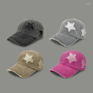 Top Caps Beş nokta yıldız sıkıntılı payet beyzbol şapkası erkekler kadınlar retro yıkanmış eski ördek şapkaları kızlar moda güneş toptan