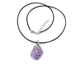 Ametista naturale Ametista Nugget Pendant Blacele Cord Catene Collana Energia Gioielli Gioielli Crystal GEMSTONE9588615