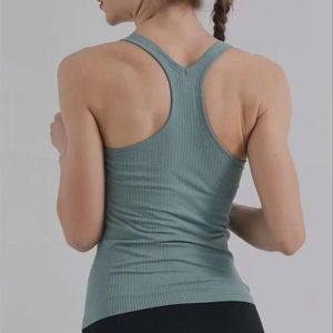 Lu Yoga Roupos Designer Mulheres de alta qualidade Camisas de moda de luxo Série de rua Tank Tanque de dupla camada Elasticidade Avertência de umidade confortável