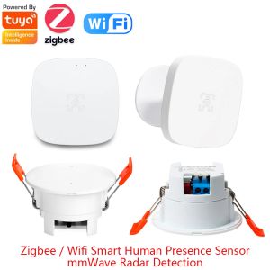 Kontrollera Tuya Zigbee Human MMWAVE närvaro Sensor Radar Detector WiFi Smart Life Motion Sensor med Luminance/Distance Detection Wireless