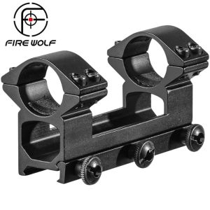 Scopes FIRE WOLF 25.4 mm 1 "Dual Ring High Profile See through 20 mm Weaver Picatinny Rail Scope Mount Hunting Accessories