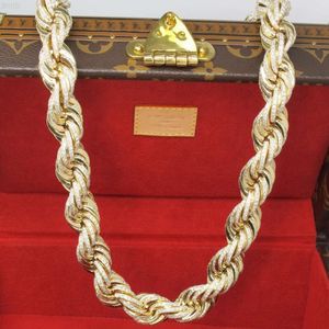 10k guldpläterad isad ut 8mm 12mm Moissanie Diamond Silver 925 Rope Chain Necklace Armband för Hip Hop Man