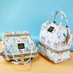 Çantalar bebek bebek bezi çanta küçük mumya hamile sırt çantası çanta bebek seyahat su geçirmez karikatür ayı bebek bezi değişen çanta arabası organizatör