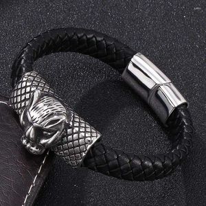 Charmarmband trendiga hundhuvud prydnad äkta läder för män armband smycken gåvor släpp fr0282