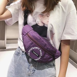 Borse per la vita Donne Bag lettera Nylon Waterproof Belt Case harajuku spalla banana borsetta femminile streetwear sport torace