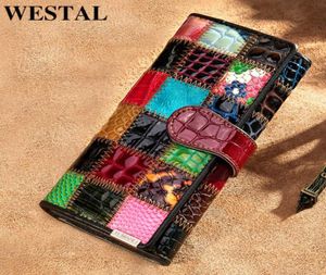 Westal Wallet für Frauen Reißverschluss Ladies Clutch -Taschen mit Mobiltelefon Frauen039s Wallet Wallet Echtes Leder Frauen Patchwork Wallet Long 9693208