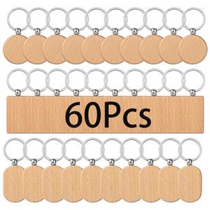 Chaveiros 60pcs chaveiro de madeira em branco retangular Marca -chave tag de cadeia inacabada Anel DIY Acessórios artesanais