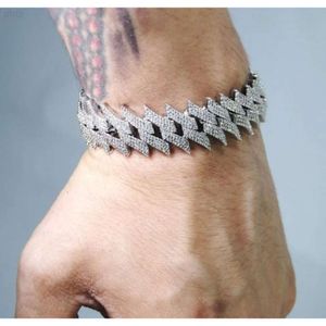 Bracciale cubano da uomo ghiacciato Spillo spesso 925 Spike da 18 mm hip hop vvs diamante moissanite bracciale cubano