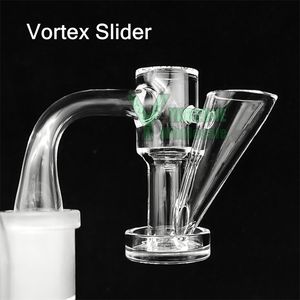 Vortex Slider Terp Slurper Quartz Banger Full Weld Beveled Edge 10mm 14mm Male 90度厚いダブネイル喫煙用水リグ水パイプヤレオネ卸売