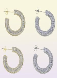 Brincos de argola Full Iced Out Bling CZ HOOPS MICRO PAVE PAVE CUBICA ZIRCONIA SPARICHAÇÃO GEOMETRIC ROUND EARRING CLIVER EARRING14753266172806