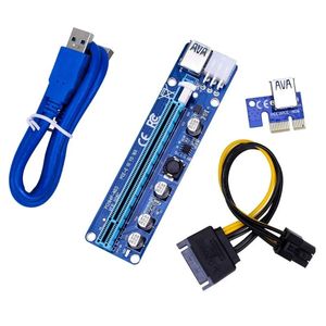 PCIE PCI-E RISER 006C CARD PCI E X16 PCI Express GPU 6PIN TO SATA 1X 16X USB3.0エクステンダーLED ETH BTC