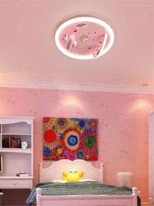 أضواء السقف الحديثة كرتون وردي جولة LED كاميرا الأطفال غرفة نوم مصابيح الإضاءة الإضاءة الفتاة
