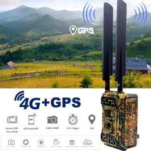 Kameror 4G MMS/GPRS Wildlife Trail Camera Outdoor Wild Hunting Camera HD 1080p Wireless App Remote Control Monitoring Cameras