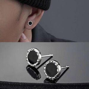 Herren trendy coole Stil schwarze Ohrringe minimalistische blaue Sand unregelmäßige Spitzenumweltumwelt