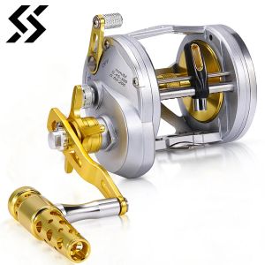 Acessórios Sougayilang Saltwater Trolling Reel 6+1bb 4.1: 1 alta velocidade de velocidade rolo de pesca max drag 25kg Full Metal Metal Baitcasting Reel