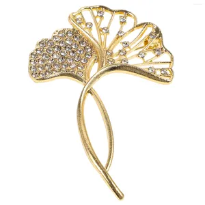 Brooches Rhinestone Brooch Luxurious Leaf Pin Delicate Suit Accessory Ginkgo Fashion Jewelry Elegant Lapel