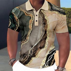 Luxury Mens Polo T-Shirt 3D Bunte gedruckte modische Herrenkleidung Street Designer Kurzarm übergroße Hemd und Bluse 240420