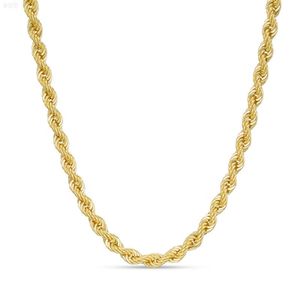 Snabb leverans 2mm till 3 mm guld repkedja hiphop -stil lyser ljust verklig 10k 14k 18k solid guld sladd kedja halsband