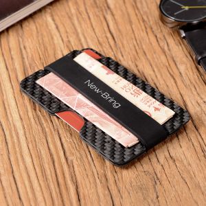 Bags Newbring 100% Real Compact Carbon Fiber Mini Money Clip Credit Card Sleeve Id Holder with Rfid Antithief Card Wallet