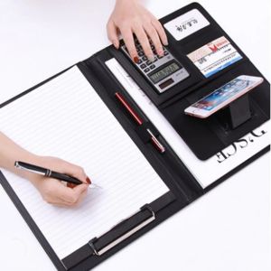 Briefcases Multifunctional Padfolio Professional Business Zippered Padfolio Folder Document Case Organizer Leather A4 PU Portfolio Memo Pad