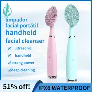 Instrument Mini Facial Cleansing Brush Silicone Electric USB Rechargeable Face Cleanser Machine Ultrasonic Skin Care Washing Brush Device