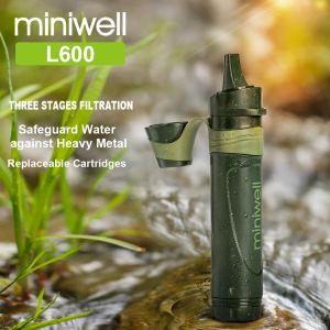 Purificadores Miniwell L600 Equipamento de acampamento de sobrevivência ao ar livre Filtro de água de palha ao ar livre portátil