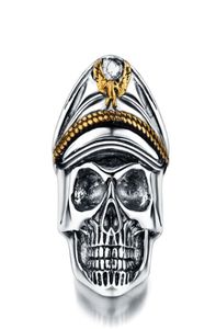 Silver World War II II wojna światowa rocznica Pierścienie męskie Punk Rock Vintage Skull Ring Biker Men Jewelry2912465