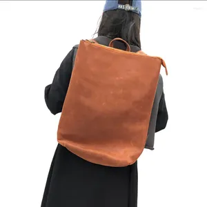 Ryggsäck naturlig överdimensionerad ko hud högkvalitativ mjuk äkta läder ryggsäckar för kvinnliga mode rese bagpack mochila