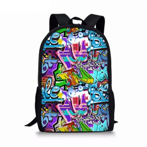 BASS PERSONALITÀ GRAFFITI BACKPACK STUDENTI SCUOLA SCUOLA PER Adolescenti Girl Girl Borse Pacchetto Cartoon Printing School Lo zaino da 16 pollici da 16 pollici