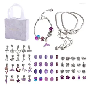 Förvaringspåsar DIY Crystal Armband Set pärlstav med låda för flickor charm som gör kit julsmycken