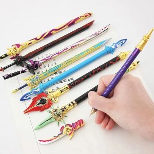 Pens Genshin Impact Peripheral Gel Pen Signature Pen Sword Model Student Stationary Mental Writing Accessories School Office Supplies