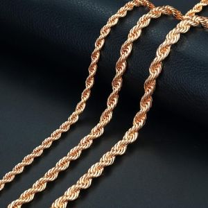 Pendant Necklaces 585 Rose Gold ed Rope Link Chain Necklace 5mm 6mm 7mm For Women Men Fashion Jewelry Accessories CNM02324x
