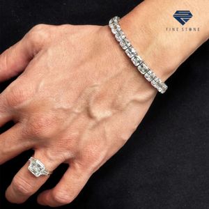 Custom 14k festgeschnittene Tenniskette mit Labor-Diamanten Asscher Formringe Labor CVD-Diamantschmuck