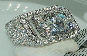 Gioielli di lusso top venduto a mano 925 sterling argento rotondo rotondo 5a chiaro cz white wedding pavone festa da uomo anello di dimensioni 813 d1818249762