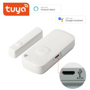 Controle o sensor de porta tuya com porta de recarga da bateria, interruptor de ímã de janelas magnéticas sem fio, interruptor de ímã aberta Alexa Alexagoogle Alexagoogle