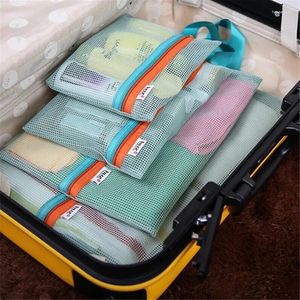 Storage Bags 4PCs/ Set Travel Bag Portable Mesh Case Clothes Underwear Hanging Organizer Pouch Rangement