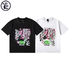 SS24 여름 HELLSTAR T39 MENS TSHIRTS 240G 이중 원사 직물 인쇄 공정 크기 M L XL 2XL 3XL