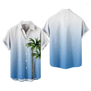 Camicie casual maschile gradiente hawaiano spiaggia di cocco cocco stampato 3d streetwear uomini donne camicia manica corta camicia da uomo abbigliamento da uomo