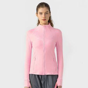 Lu Yoga Clothes Designer Women TOP高品質の高級ファッションシャツ快適なシリーズ女性ヌードスタンディングネックスポーツジャケットランニングフィットネス長袖