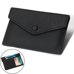 Holders Ultrathin Ins Style äkta läderkort Holder Fashion Mini Kort kuvert Kvinnor Wallet Korean Japan ID Kreditkortsfall Purse