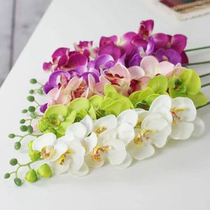 Symulacja kwiatów dekoracyjna kwiat sztuczny phalaenopsis DIY rzemiosło kwiatowy aranżacja sztuczna roślina jedwabny ogród ślubny