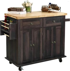 Backware -Werkzeuge NSDirect Kitchen Island Cart Barserving Rolling auf Rädern mit Gewürzregalte Handtuchhalter Utility Lagersotrolley