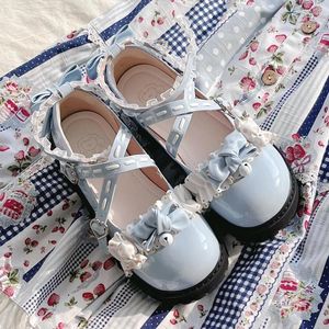 Scarpe vestiti Mary Jane Kawaii Lolita Student Doll Student Cavo Basso Flat Women's Patent Pu Leather Tea Party