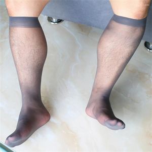 Men's Socks Men Ultra Thin See Through Reinforced Perspective Stockings High Stretch Long Sexy Breathable Solid Underwear