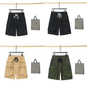 Designer Men's 2024ss Summer Fashion Quick Drying Beach Pants Work Shorts Zipper Multiple Pockets Loose Straight Casual Split Mid Pants US Size XS-L