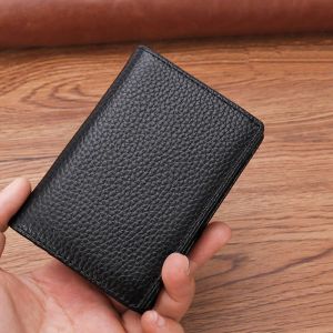 Titulares homens luxuosos vaca vaca titular de cartão de visita genuíno pequeno bifold bifold carteira de carteira de cartão de crédito slim slim bolsa titulares para homens