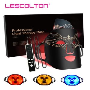 Lescolton Red Led Light Therapy Infrared Flexible Soft Mask Silicone 4 Color Anti Aging Advanced Pon 240418