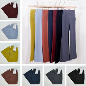 LL Pantaloni a colore solido femminile Pantaloni svasati Super Elastic High Welfing Fitness Training Party Fashion Pantaloni a gamba svasata