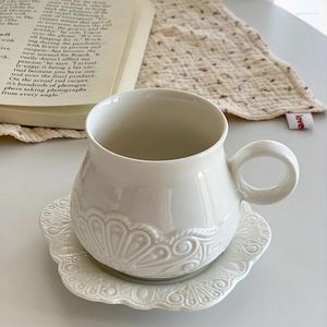 Mugs French Exquisite Embossed Ceramic Small-capacity Teacups Espresso Coffee Cups Small Fresh Creative