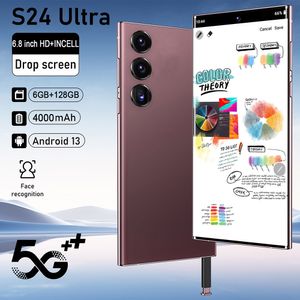 6,8 polegadas 5G real 4G desbloqueado S24 Ultra Cell Phone 6 GB 128 GB Octa Core Show 1TB 512 GB de tela completa Android Reconhecimento de 13MP GPS de câmera